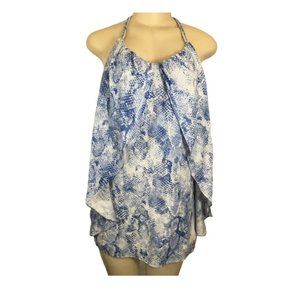 Ark & Co woman’s dress size M Blue White ruffles